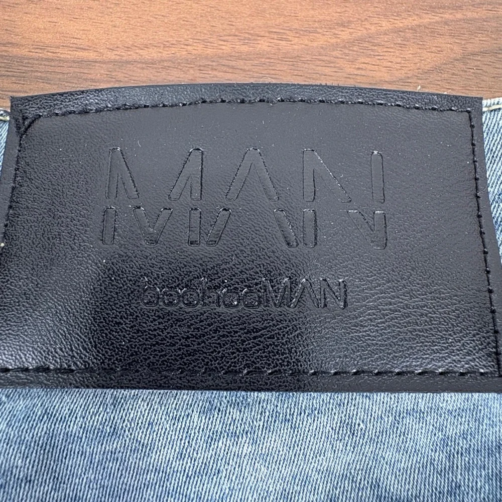 BoohooMAN Mens Light Wash Acid Wash Slim Fit Denim Jeans Size 32x30‎